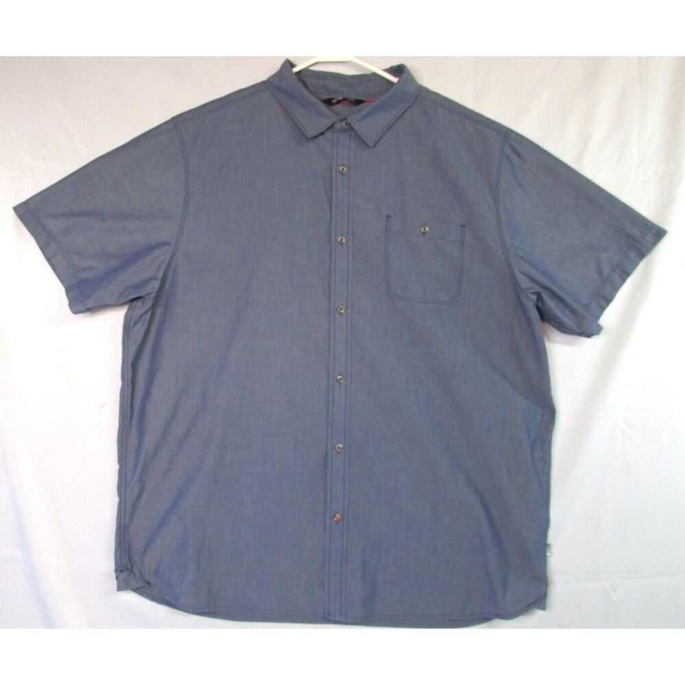 The North Face Men’s XXL Blue Short Sleeve Button Up Shirt Poly Cotton